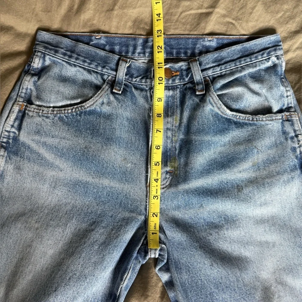 Vtg RUSTLER Thrashed Straight Jeans Mens 33x30 100% Cotton Distressed 90s Denim - Picture 9 of 11